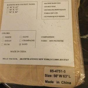 STYLE master tan curtain size 56”w 63”l